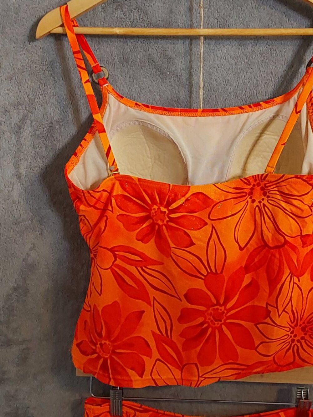 Ocean Dream Women's Tankini Swim Set Size 14 Orange Floral Skort 2 Piece Swimsui - Picture 11 of 13